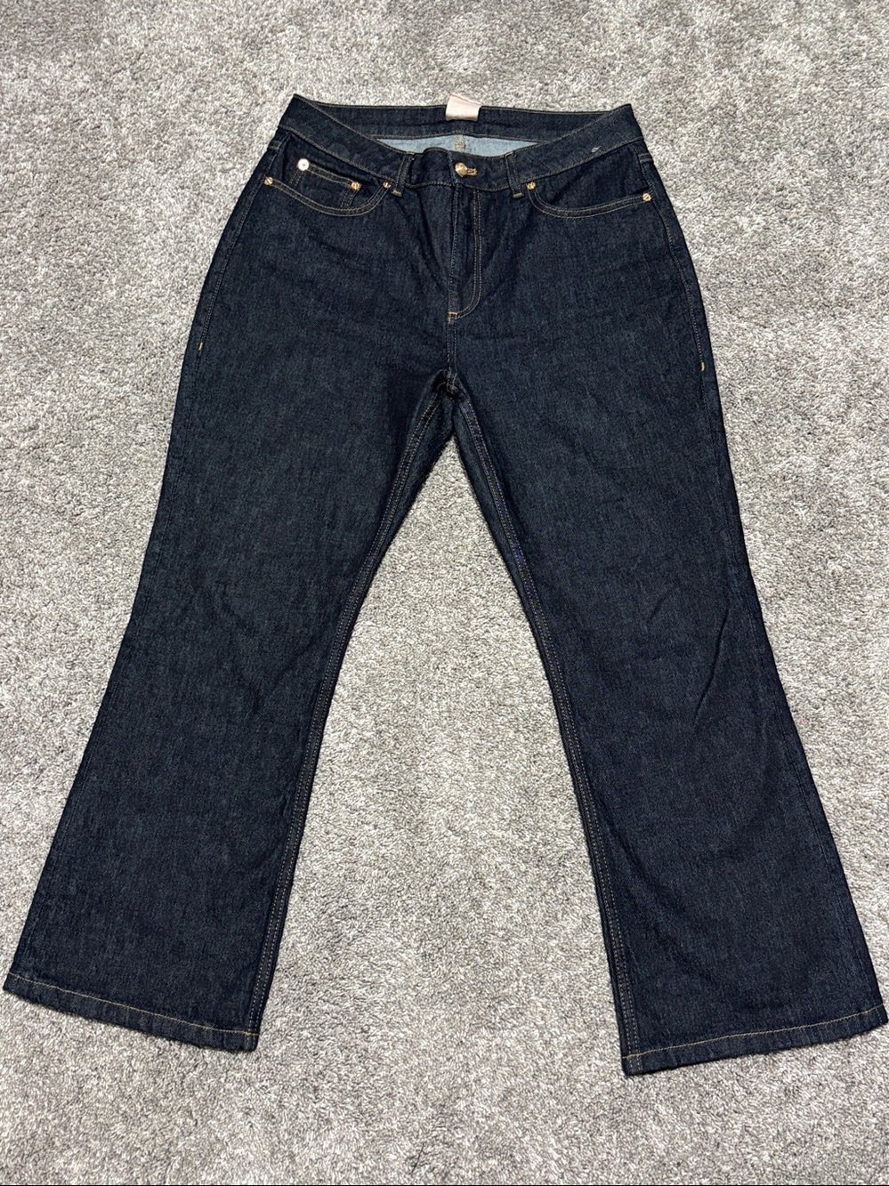 Cinq à Sept Jeans Size 10 Straight Wide Leg Cropped Dark Blue Jeans